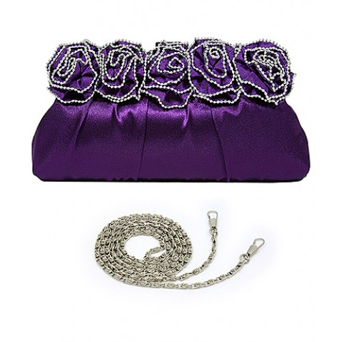 Evening Bag - Metal Frame w/ Metal Bead Trim - BG-EBS1128PL
